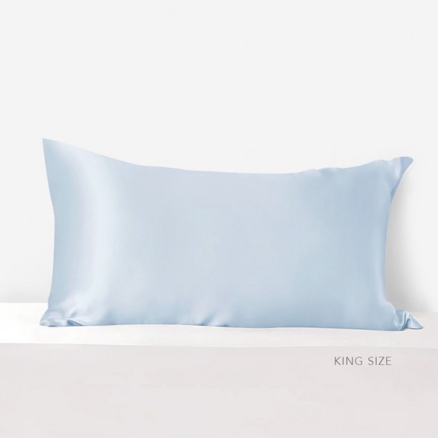 Online Baby Blue 22 Momme Mulberry Silk Pillowcase with Hidden Zipper