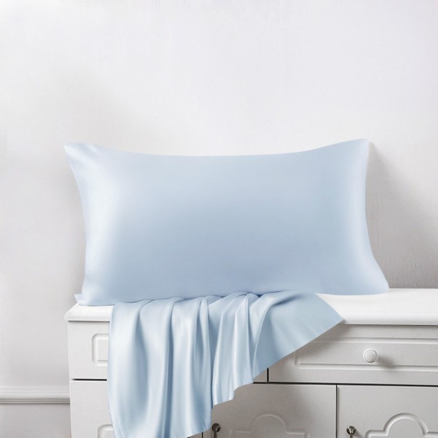 Online Baby Blue 22 Momme Mulberry Silk Pillowcase with Hidden Zipper