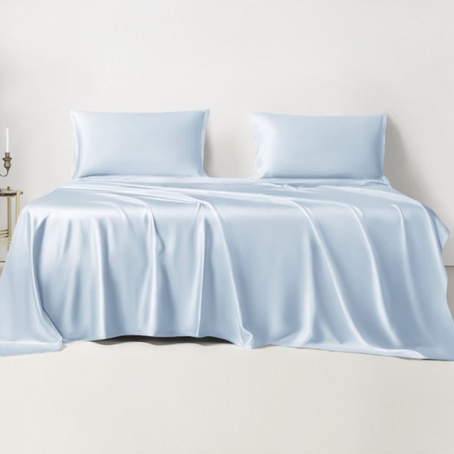 Online Baby Blue 22 Momme Mulberry Silk Sheet Set