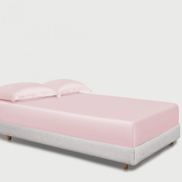 Online Baby Pink 22 Momme Mulberry Silk Fitted Sheet