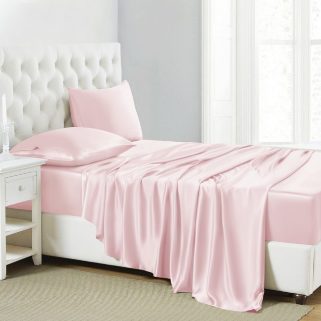 Online Baby Pink 22 Momme Mulberry Silk Sheet Set