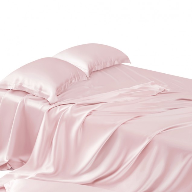 Online Baby Pink 22 Momme Mulberry Silk Sheet Set