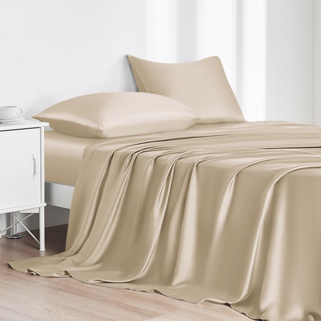 Online Beige 22 Momme Mulberry Silk Flat Sheet