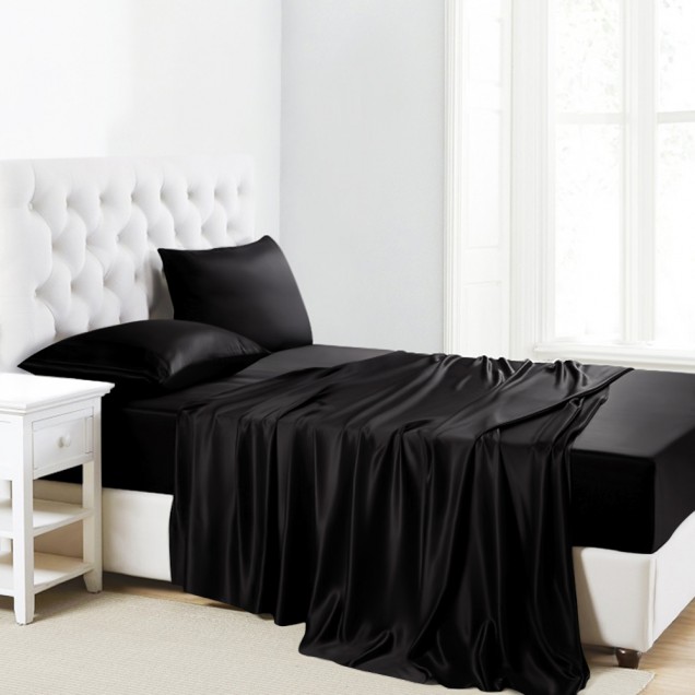 Online Black 22 Momme Mulberry Silk Flat Sheet