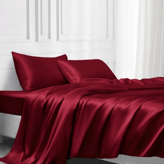 Online Claret 22 Momme Mulberry Silk Flat Sheet