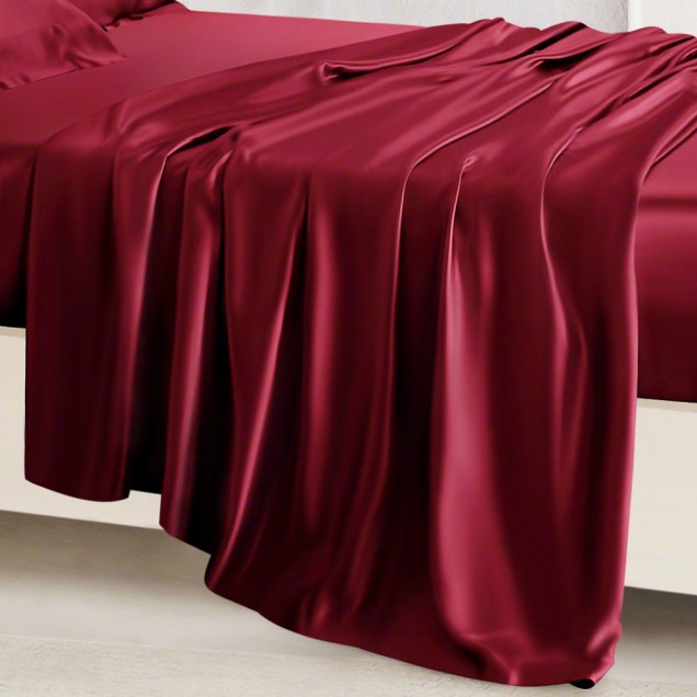 Online Claret 22 Momme Mulberry Silk Flat Sheet