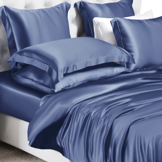 Online Dark Blue 22 Momme Mulberry Silk Duvet Cover