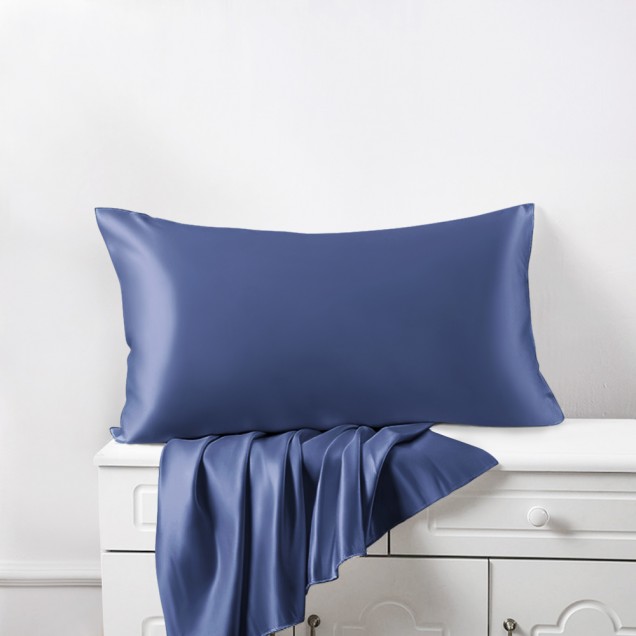 Online Dark Blue Envelope 22 Momme Mulberry Silk Pillowcase