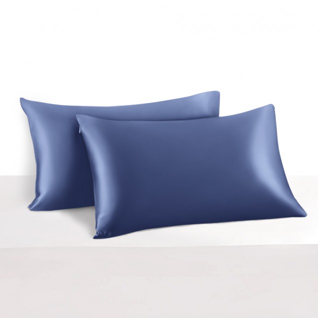 Online Dark Blue 22 Momme Mulberry Silk Pillowcase with Hidden Zipper