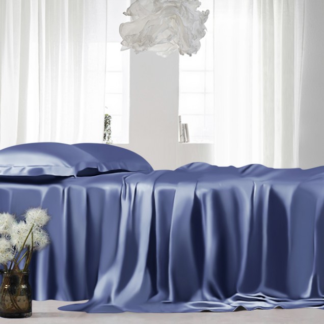 Online Dark Blue 22 Momme Mulberry Silk Sheet Set