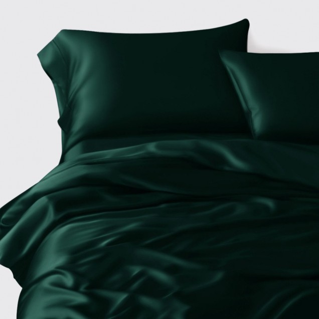 Online Dark Green 22 Momme Mulberry Silk Duvet Cover