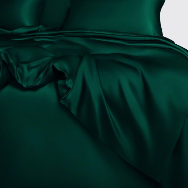 Online Dark Green 22 Momme Mulberry Silk Duvet Cover