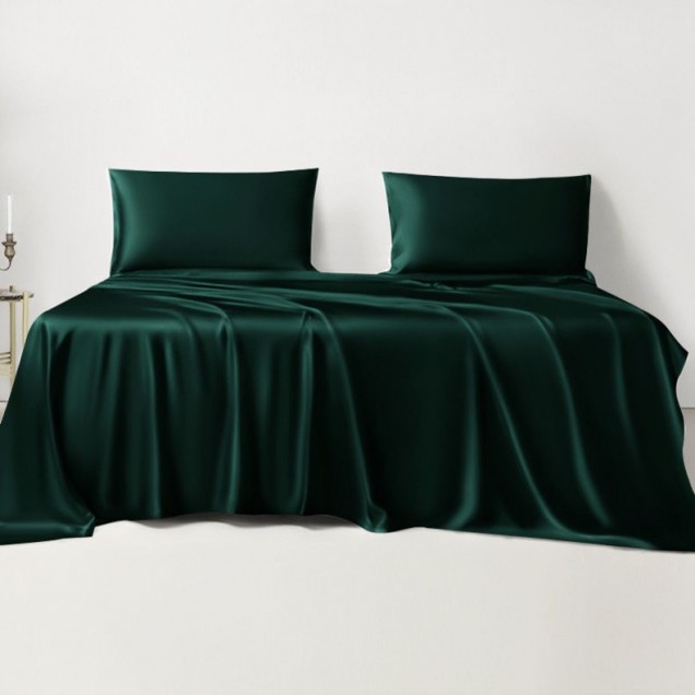 Online Dark Green 22 Momme Mulberry Silk Sheet Set