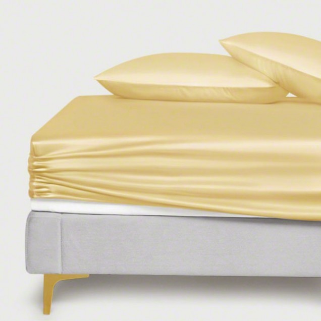 Online Gold 22 Momme Mulberry Silk Fitted Sheet