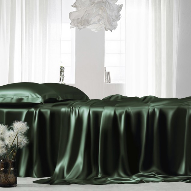 Online Hunter Green 22 Momme Mulberry Silk Fitted Sheet