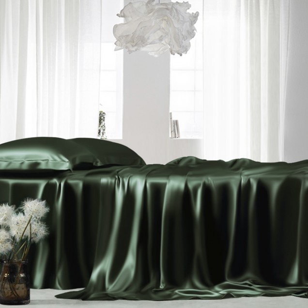 Online Hunter Green 22 Momme Mulberry Silk Flat Sheet