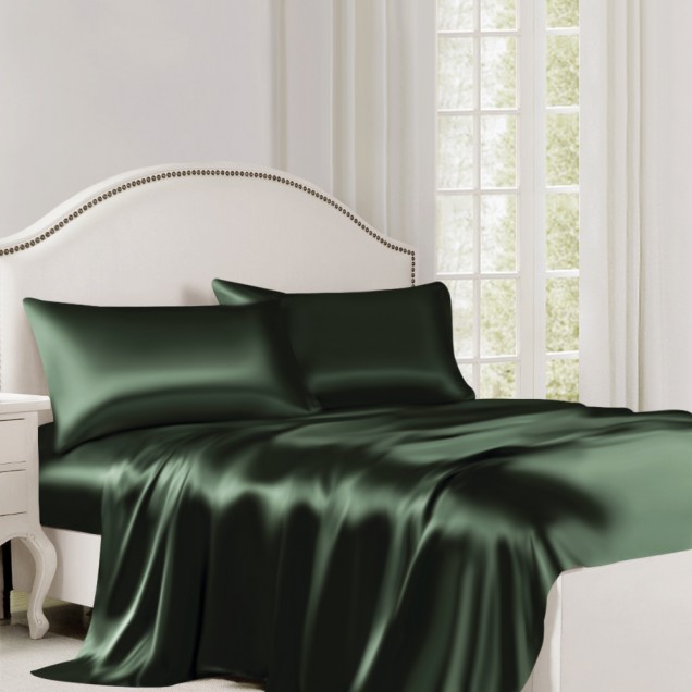 Online Hunter Green 22 Momme Mulberry Silk Flat Sheet