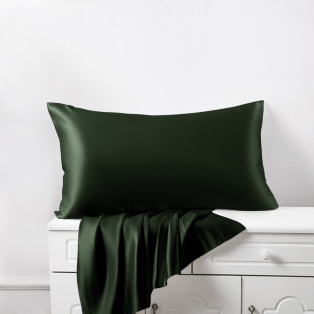 Online Hunter Green Envelope 22 Momme Mulberry Silk Pillowcase