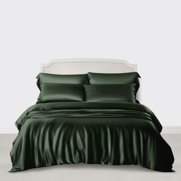 Online Hunter Green 3 PCS 22 Momme Mulberry Silk Duvet Cover Set