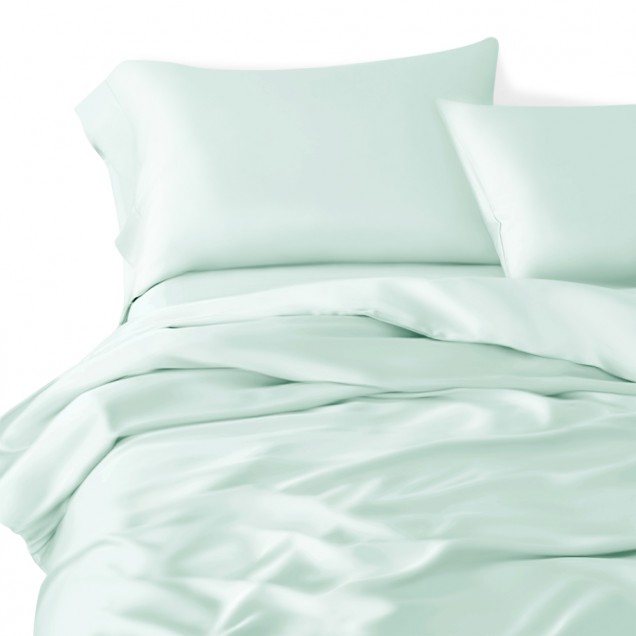 Online Light Cyan 22 Momme Mulberry Silk Duvet Cover