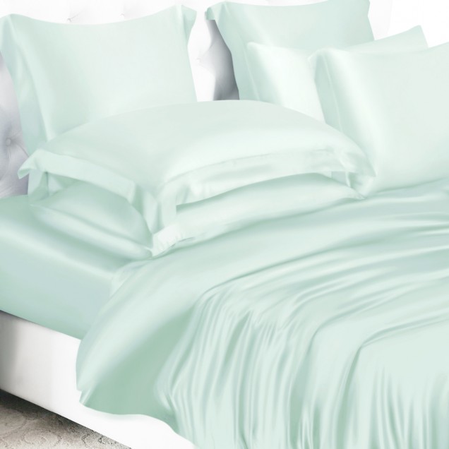 Online Light Cyan 22 Momme Mulberry Silk Duvet Cover