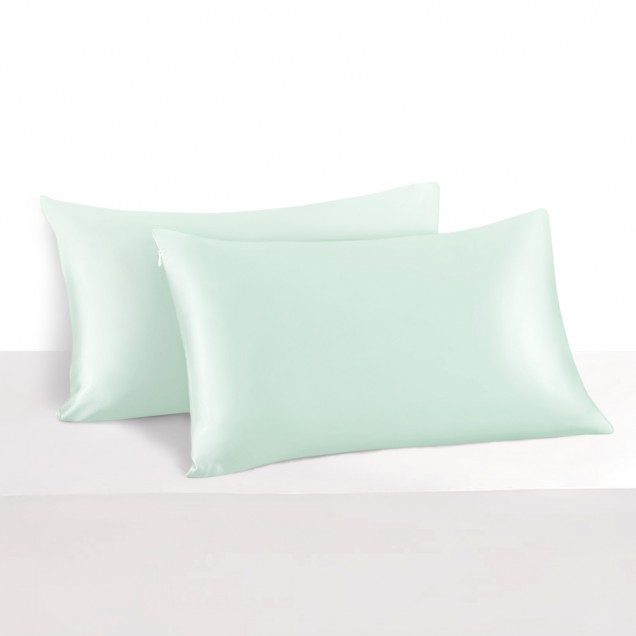 Online Light Cyan 22 Momme Mulberry Silk Pillowcase with Hidden Zipper