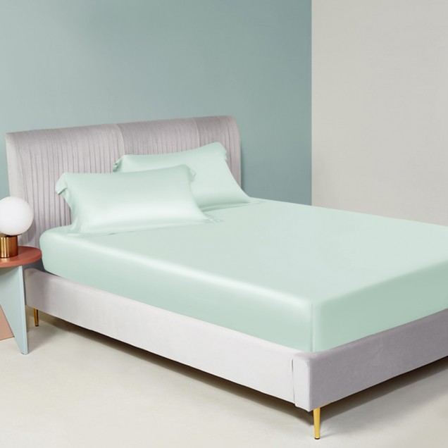 Online Light Cyan 22 Momme Mulberry Silk Sheet Set