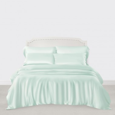 Online Light Cyan 3 PCS 22 Momme Mulberry Silk Duvet Cover Set