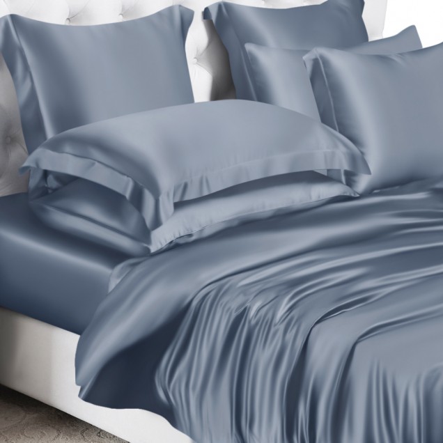 Online Misty Blue 22 Momme Mulberry Silk Duvet Cover