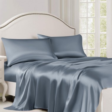 Online Misty Blue 22 Momme Mulberry Silk Flat Sheet