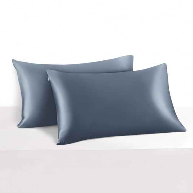 Online Misty Blue 22 Momme Mulberry Silk Pillowcase with Hidden Zipper