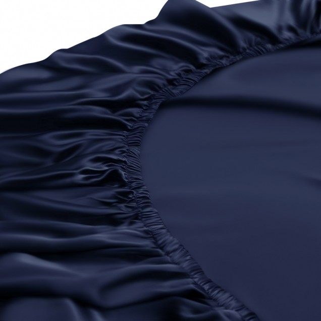 Online Navy 22 Momme Mulberry Silk Fitted Sheet