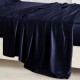 Online Navy 22 Momme Mulberry Silk Flat Sheet