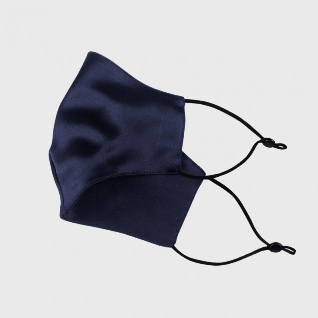 Online Navy & Black Double-Sided 22 Momme Silk Face Mask