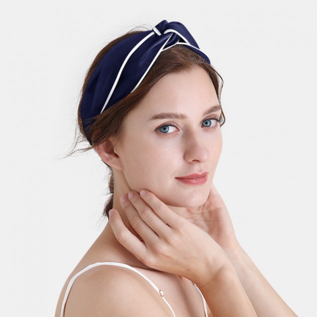 Online Navy & Ivory Silk Headband