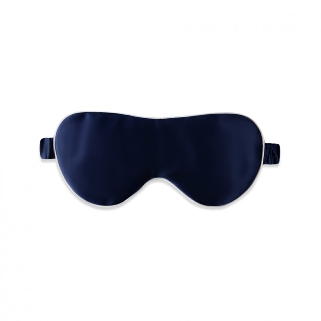 Online Navy & Ivory Suede Rose Silk Eye Mask