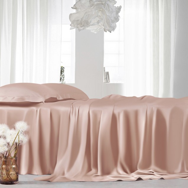 Online Pearl Pink 22 Momme Mulberry Silk Flat Sheet