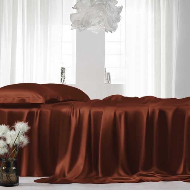 Online Rust Red 22 Momme Mulberry Silk Sheet Set