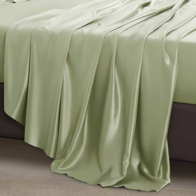 Online Sage Green 22 Momme Mulberry Silk Flat Sheet