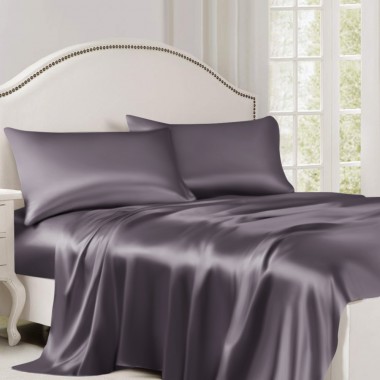 Online Slate Gray 22 Momme Mulberry Silk Flat Sheet