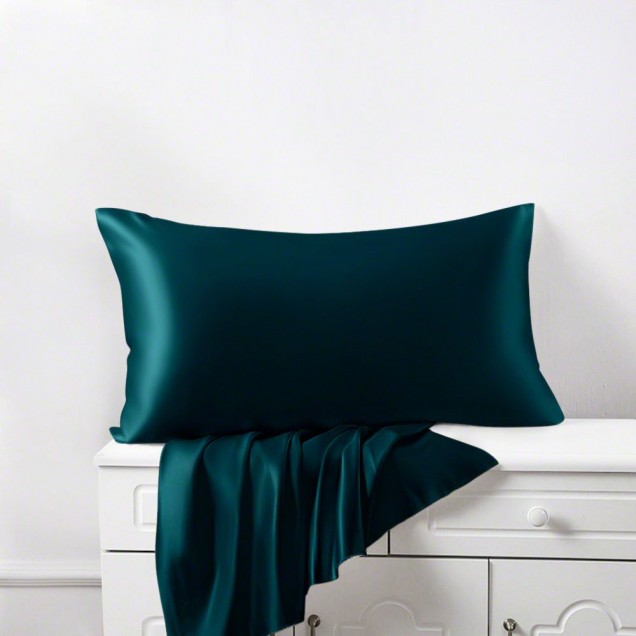 Online Teal 22 Momme Mulberry Silk Pillowcase with Hidden Zipper