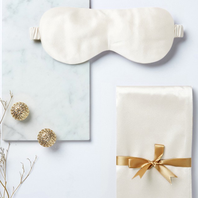 Online Two Piece Silk Gift Set Ivory Pillowcase & Eye Mask