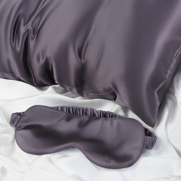 Online Two Piece Silk Gift Set Slate Gray Pillowcase & Eye Mask