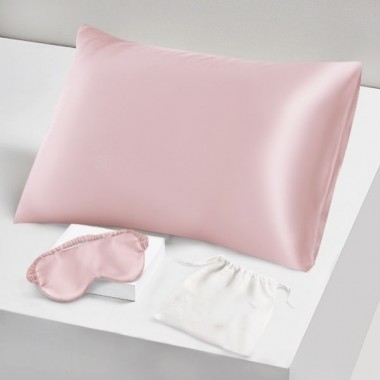 Online Two Piece Silk Gift Set Suede Rose Pillowcase & Eye Mask