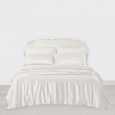 Online White 3 PCS 22 Momme Mulberry Silk Duvet Cover Set